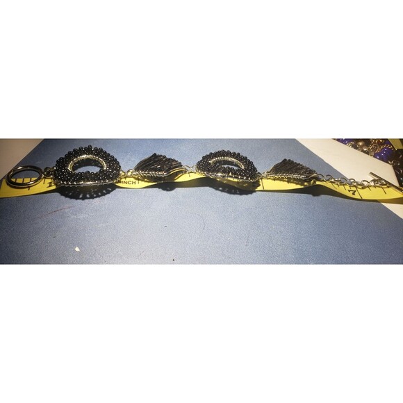 Geometric Memphis Style black and silver multi-beaded bracelet - Picture 3 of 4